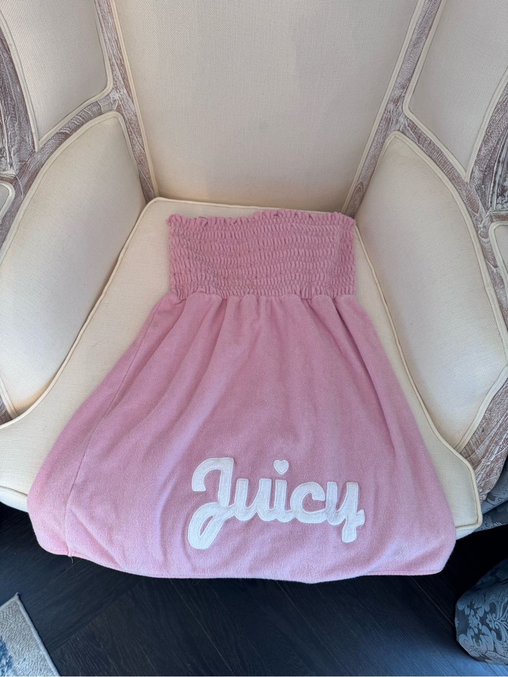 Juicy  Couture Vintage Light Pink Cover Up Terry Cloth Strapless Bow Dress - Picture 2 of 2